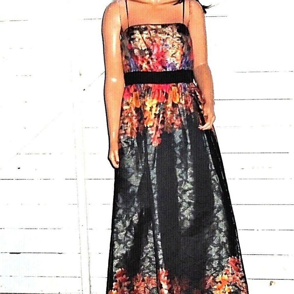 Adriana Papell Floral Sheen Formal Dress 8 NWT $298